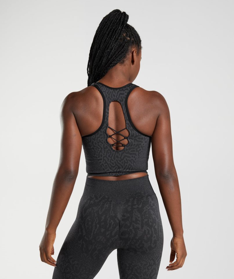 Women's Gymshark Adapt Animal Seamless Crop Tanks Black | NZ 3RHJEX